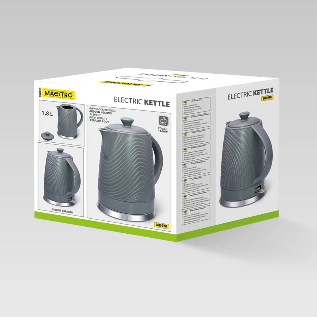 Bouilloire électrique Maestro, capacité 1,8 L, puissance 1 800 W, fonction de maintien de la température, filtre Anti-Calc, MR-078