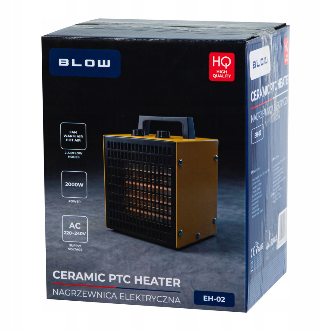 Radiateur Blow, puissance 2 000 W, 2 niveaux de chauffage, thermostat réglable, protection contre la surchauffe, 44-904#