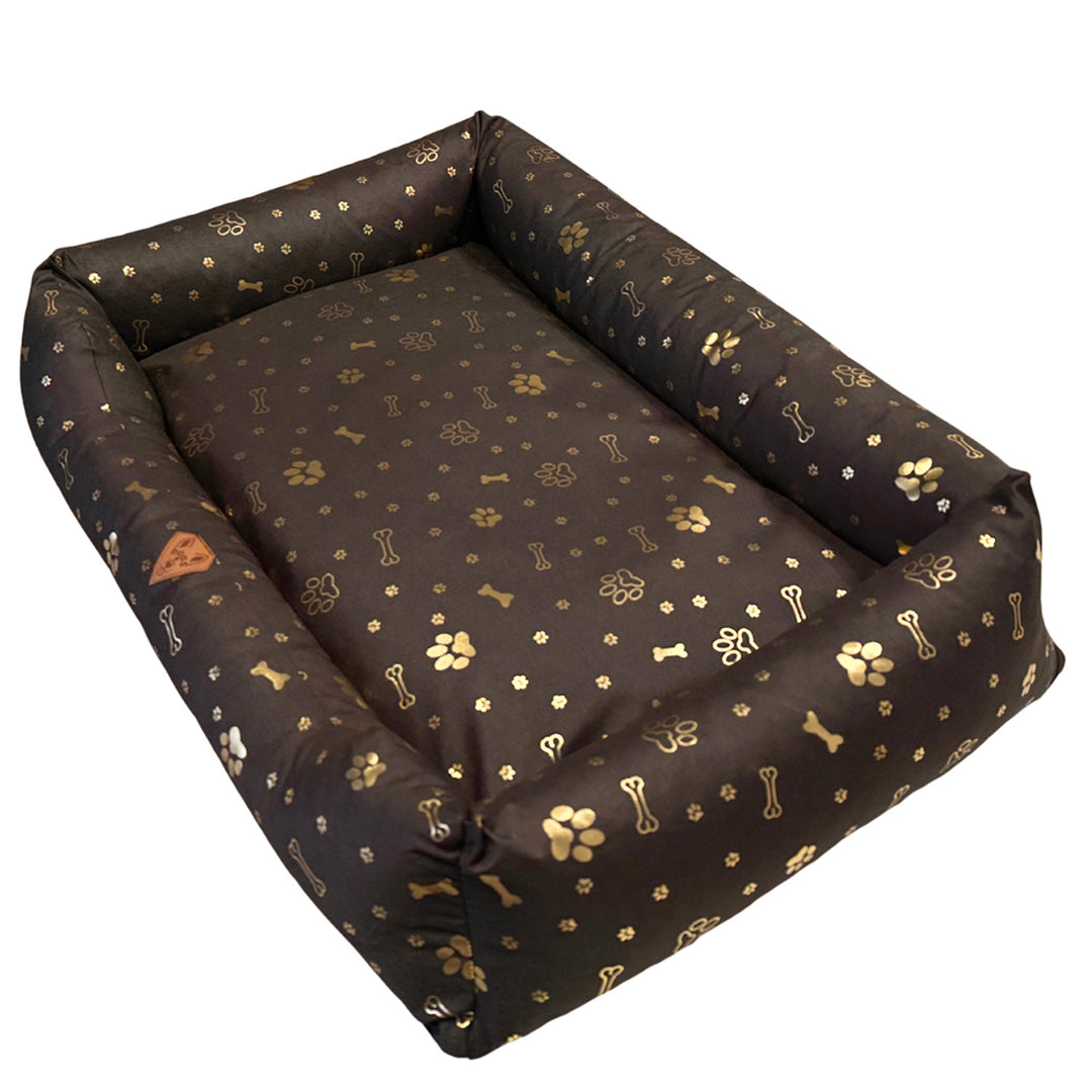 Panier pour chien, 100 x 75, imperméable, avec des os dorés, démontable, Dogs4life