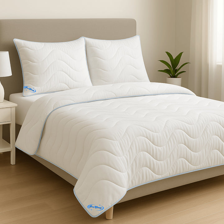 Couette d'hiver anti-allergique matelassée 200 x 200 cm + 2 oreillers ProSleep