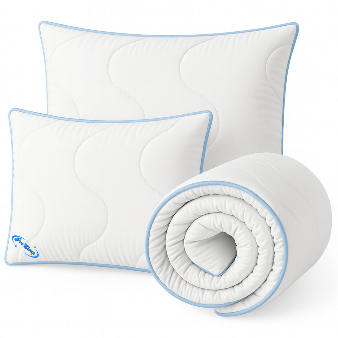 Couette d'hiver anti-allergique matelassée 200 x 200 cm + 2 oreillers ProSleep