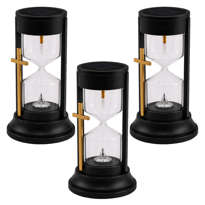 Bougie solaire, « Sablier de l'éternité », LED 0,08 W, autonomie de 20 000 h, luminosité maximale de 3 lm, 77199, Znicz-lux, lot de 3 pièces