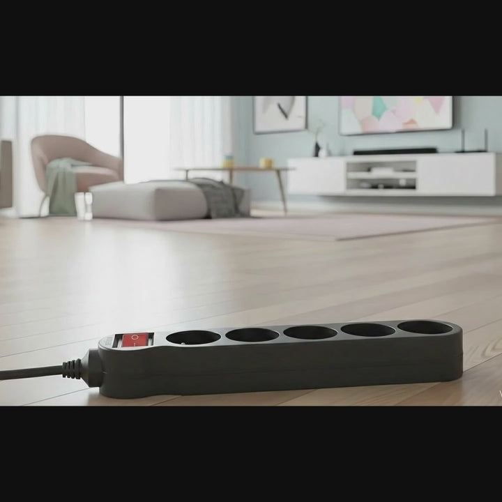 Stekkerdoos met 5 stopcontacten, schakelaar, aarde, 1,4 m snoer met kinderbeveiliging Maclean Energy MCE183 2300W