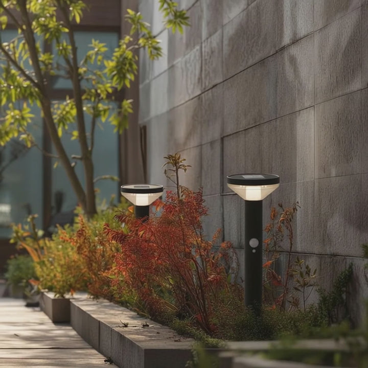 LED-tuinlamp op zonne-energie met zwarte sensor IP44 MCE465 B