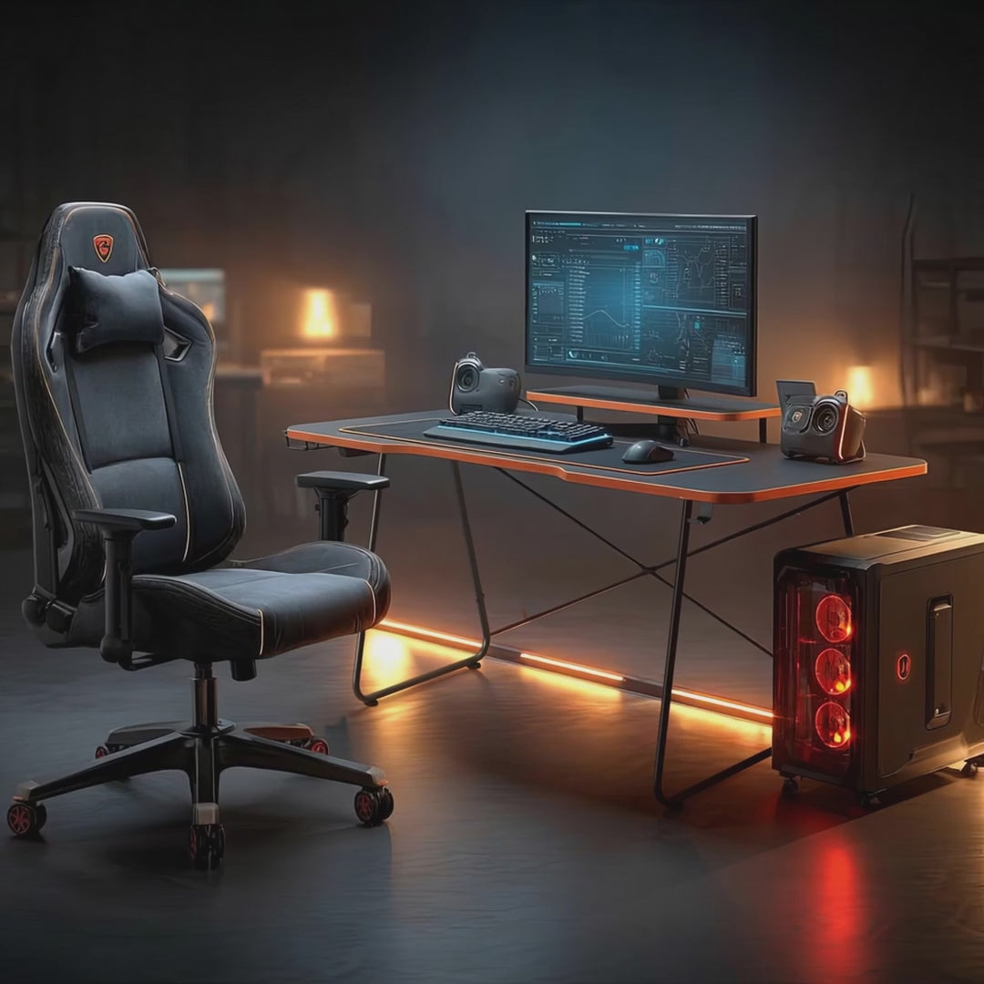 Gamingbureau met tablet voor NanoRS-monitor, 50 kg max, hoogte 850 mm, zwart, RS170