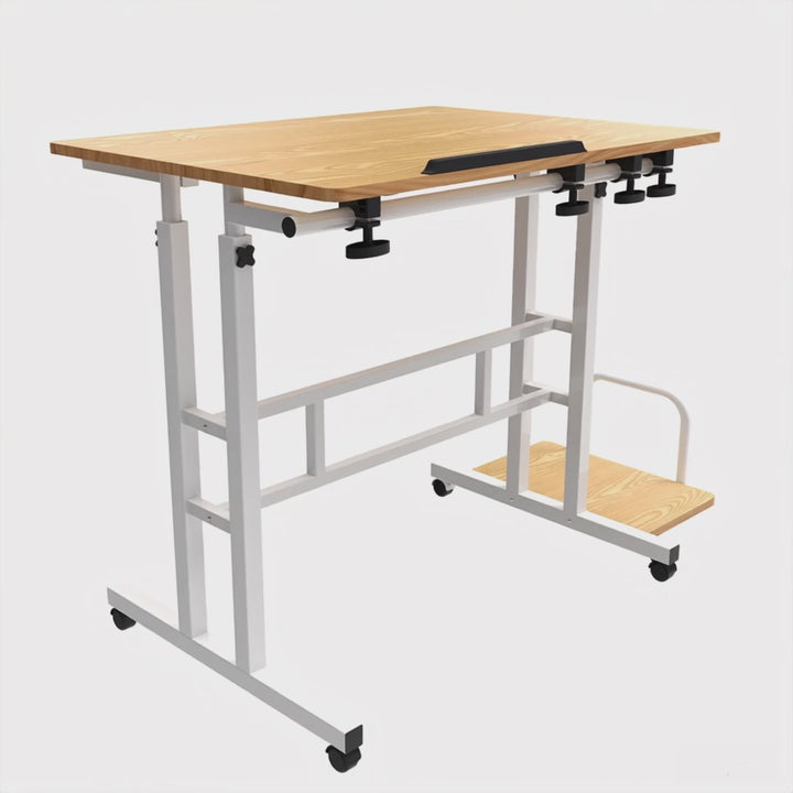 Maclean mobiele laptoptafel, wit, blad 80x60 cm, max. 50 kg, hoogteverstelling 67-115 cm, MC-124 W